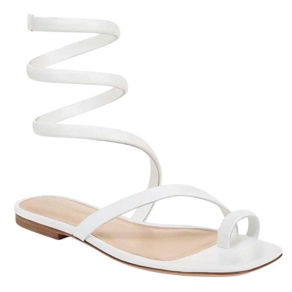 NWOB Veronica Beard Allura Ankle Wrap Sandals Women size 8 in Coconut Boho